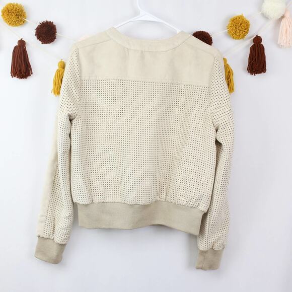Hei Hei Anthropologie Honour Bomber Jacket Faux Suede Beige Cream Size Small - Picture 3 of 5